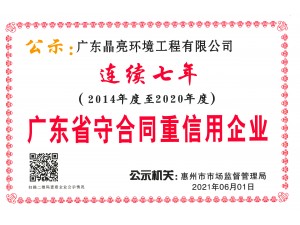 “守合同重信用”证书